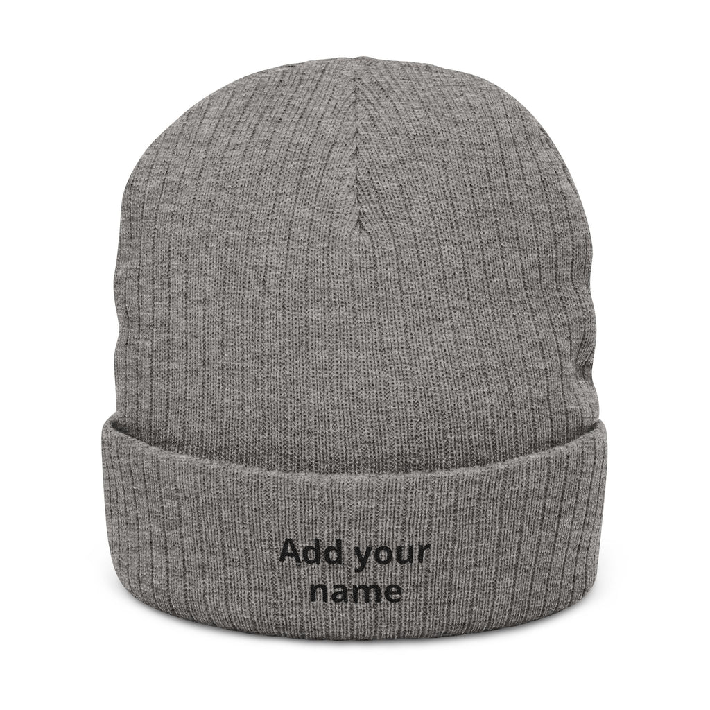 Ribbed Knit Beanie – Personalized Embroidered Cuff Hat (Add Your Name)