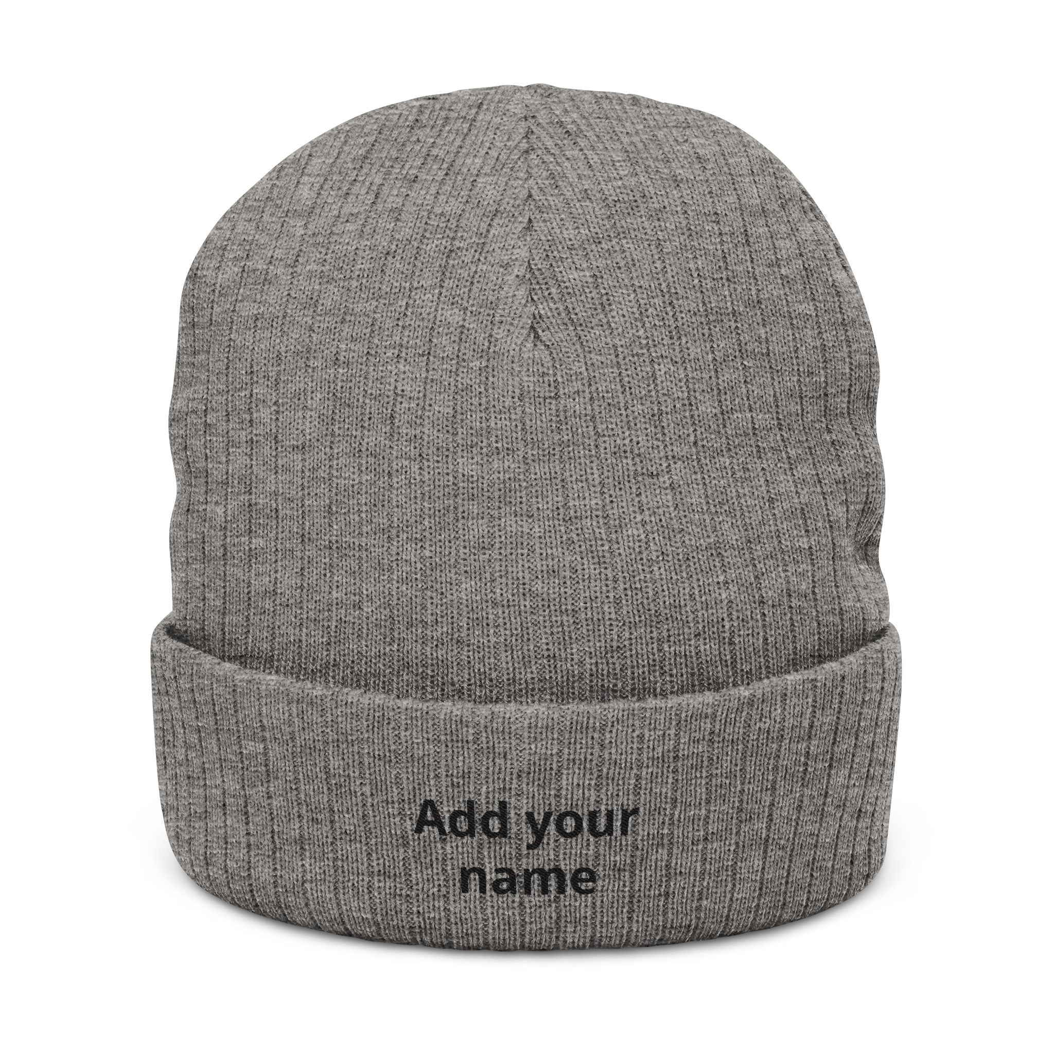 Ribbed Knit Beanie – Personalized Embroidered Cuff Hat (Add Your Name)